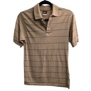 Levi's vintage Men's Beige Striped Polo Shirt, Size Medium